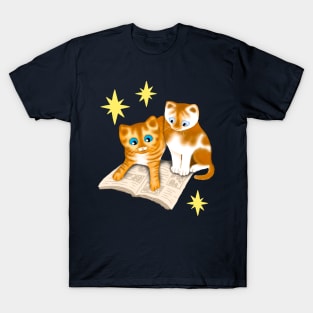 Two Ginger Kittens Reading T-Shirt